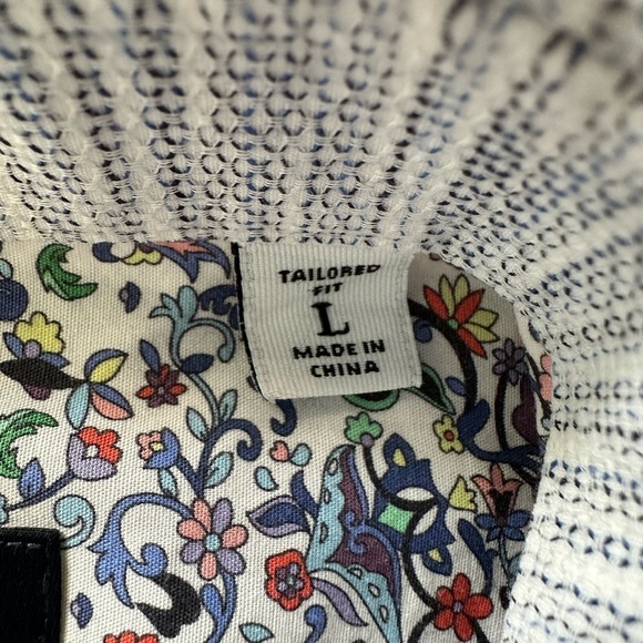 Robert Graham Mens Tailored Fit Blue Gray Button Down Casual Shirt Size Large - Picture 9 of 12